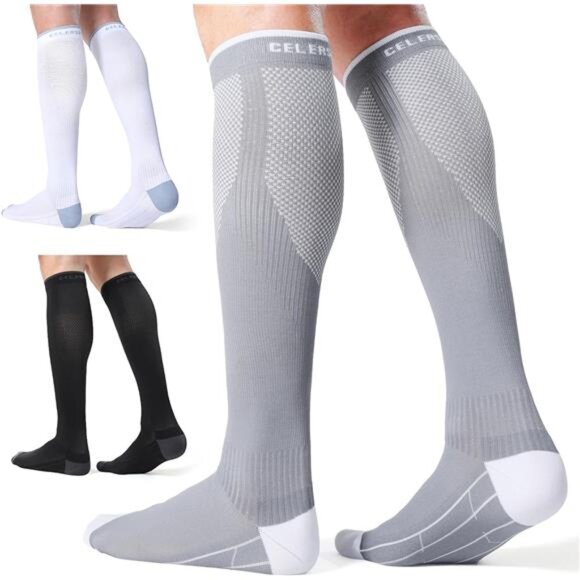 3 Pairs Compression Socks for Men and Women 20-30 mmHg - Picture 1 of 5